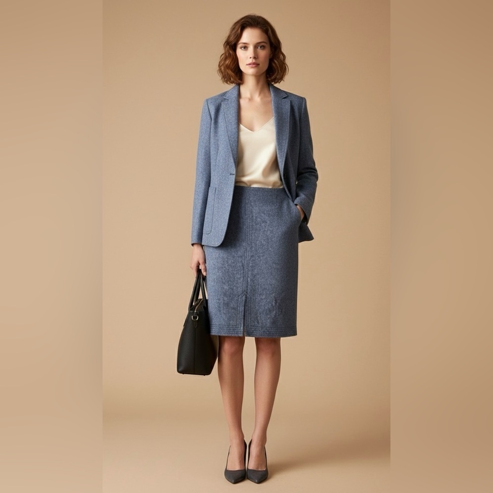 BANANA REPUBLIC NWT Italian Flannel Pencil Skirt | Blue Heather/Melange | 4